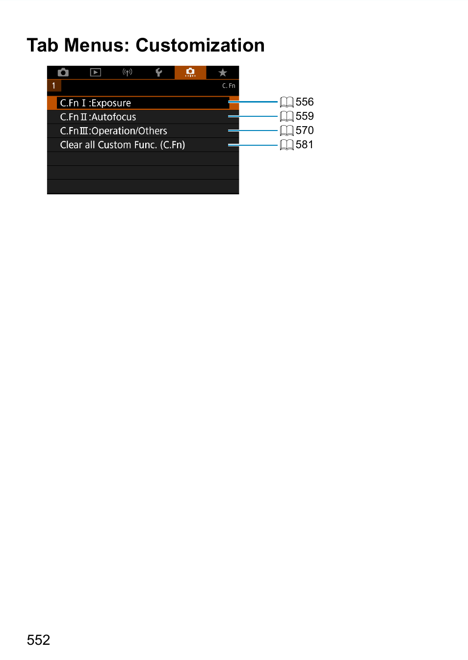 Tab menus: customization | Canon EOS 90D DSLR Camera with 18-135mm Lens User Manual | Page 552 / 646