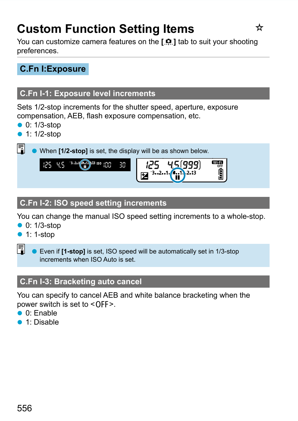 Custom function setting items | Canon EOS 90D DSLR Camera with 18-135mm Lens User Manual | Page 556 / 646