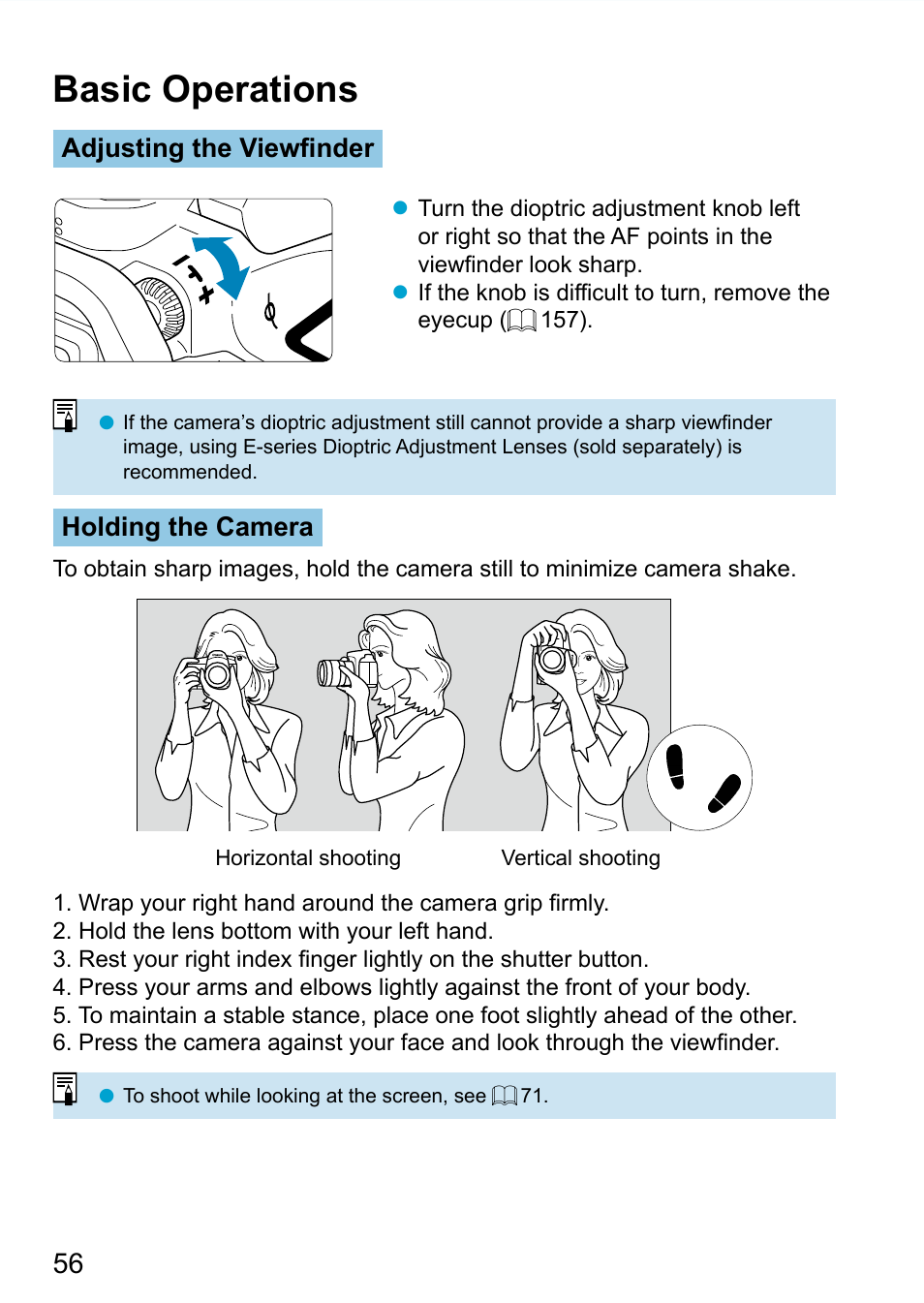 Basic operations, Dioptric adjustment | Canon EOS 90D DSLR Camera with 18-135mm Lens User Manual | Page 56 / 646