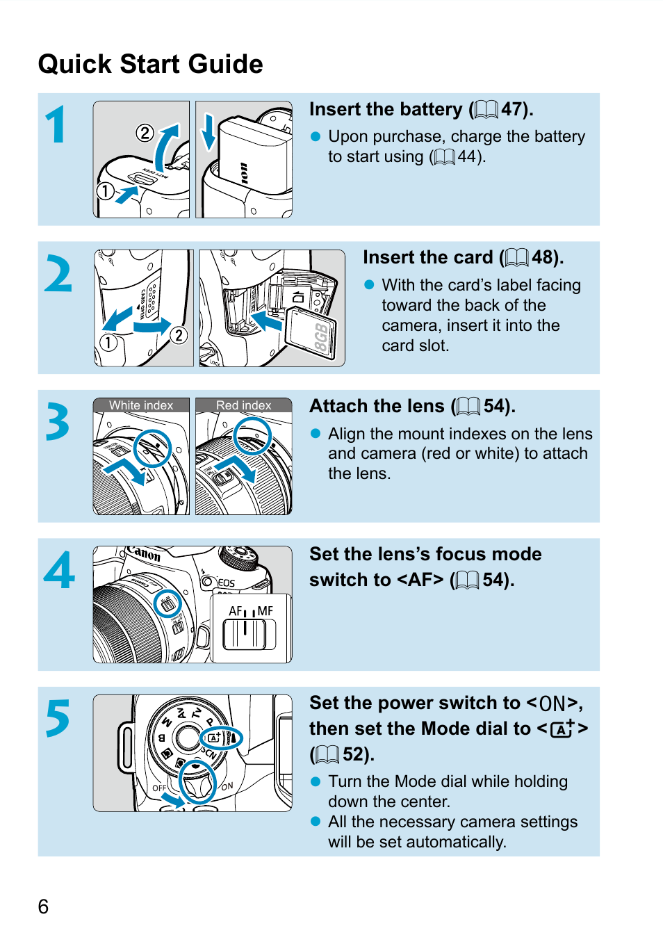 Quick start guide | Canon EOS 90D DSLR Camera with 18-135mm Lens User Manual | Page 6 / 646
