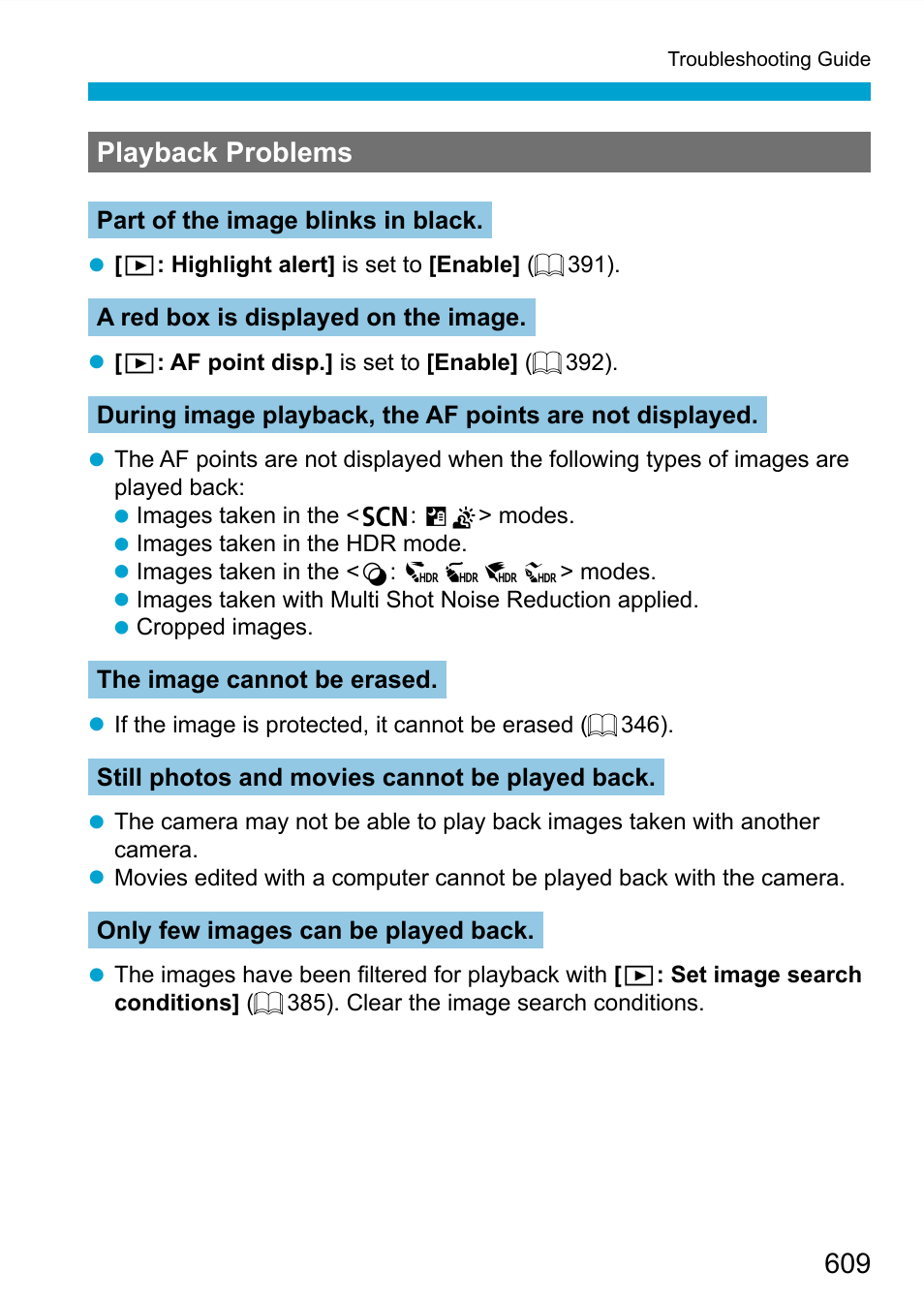 Playback problems | Canon EOS 90D DSLR Camera with 18-135mm Lens User Manual | Page 609 / 646