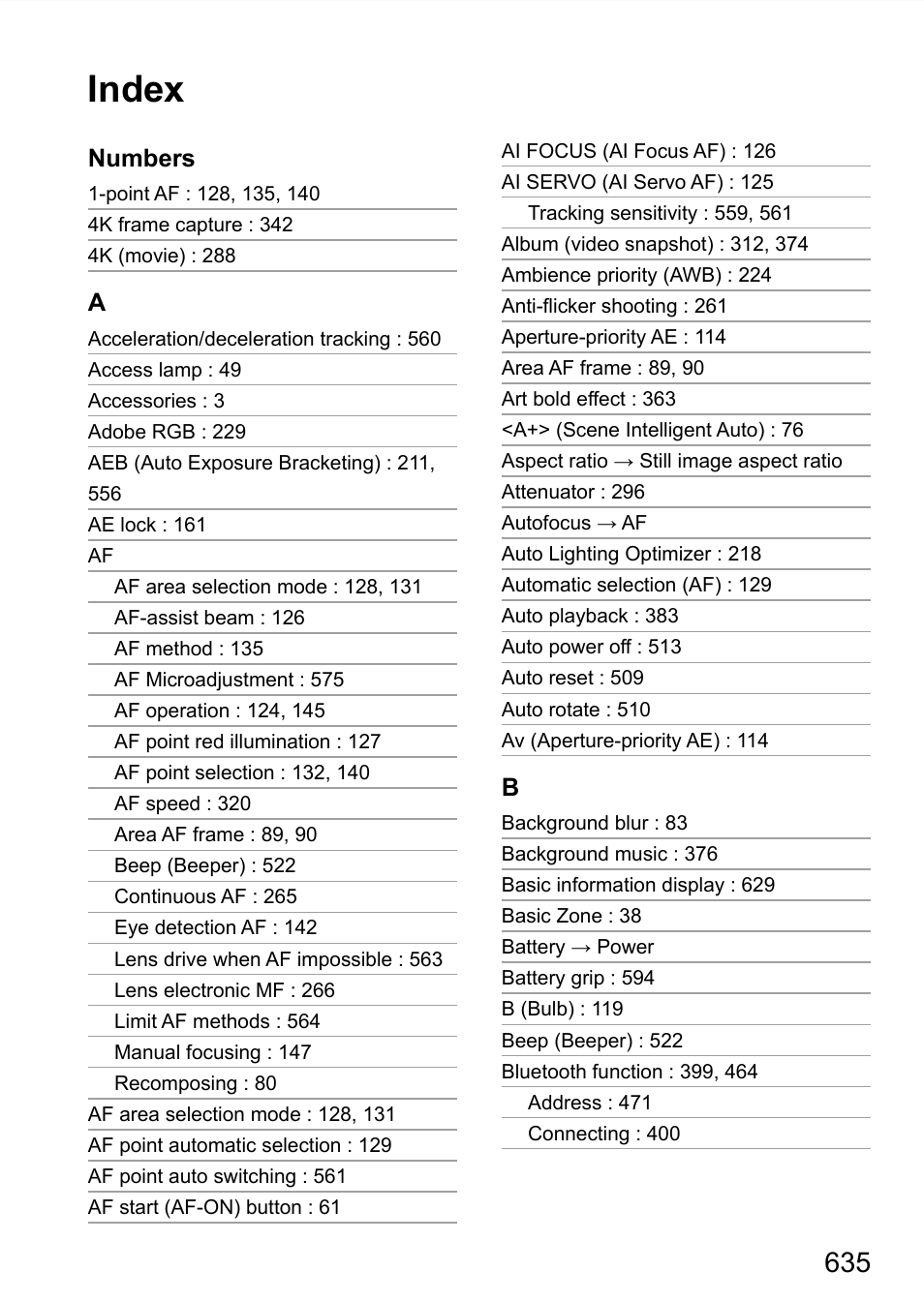 Index | Canon EOS 90D DSLR Camera with 18-135mm Lens User Manual | Page 635 / 646