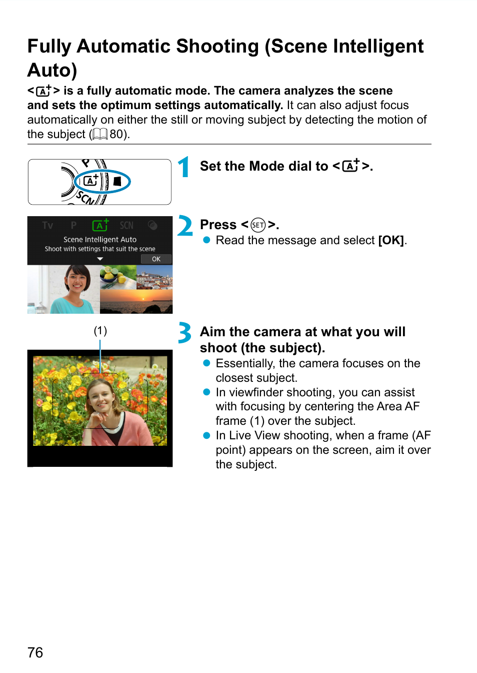Fully automatic shooting (scene intelligent auto) | Canon EOS 90D DSLR Camera with 18-135mm Lens User Manual | Page 76 / 646