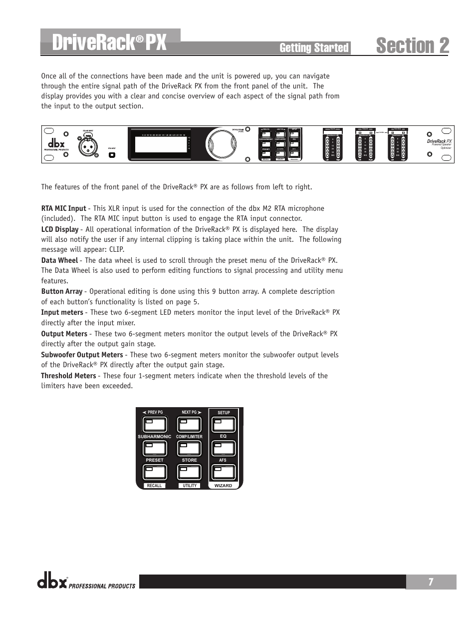 Driverack, Getting started | dbx DriveRack PX Manual User Manual | Page 11 / 48