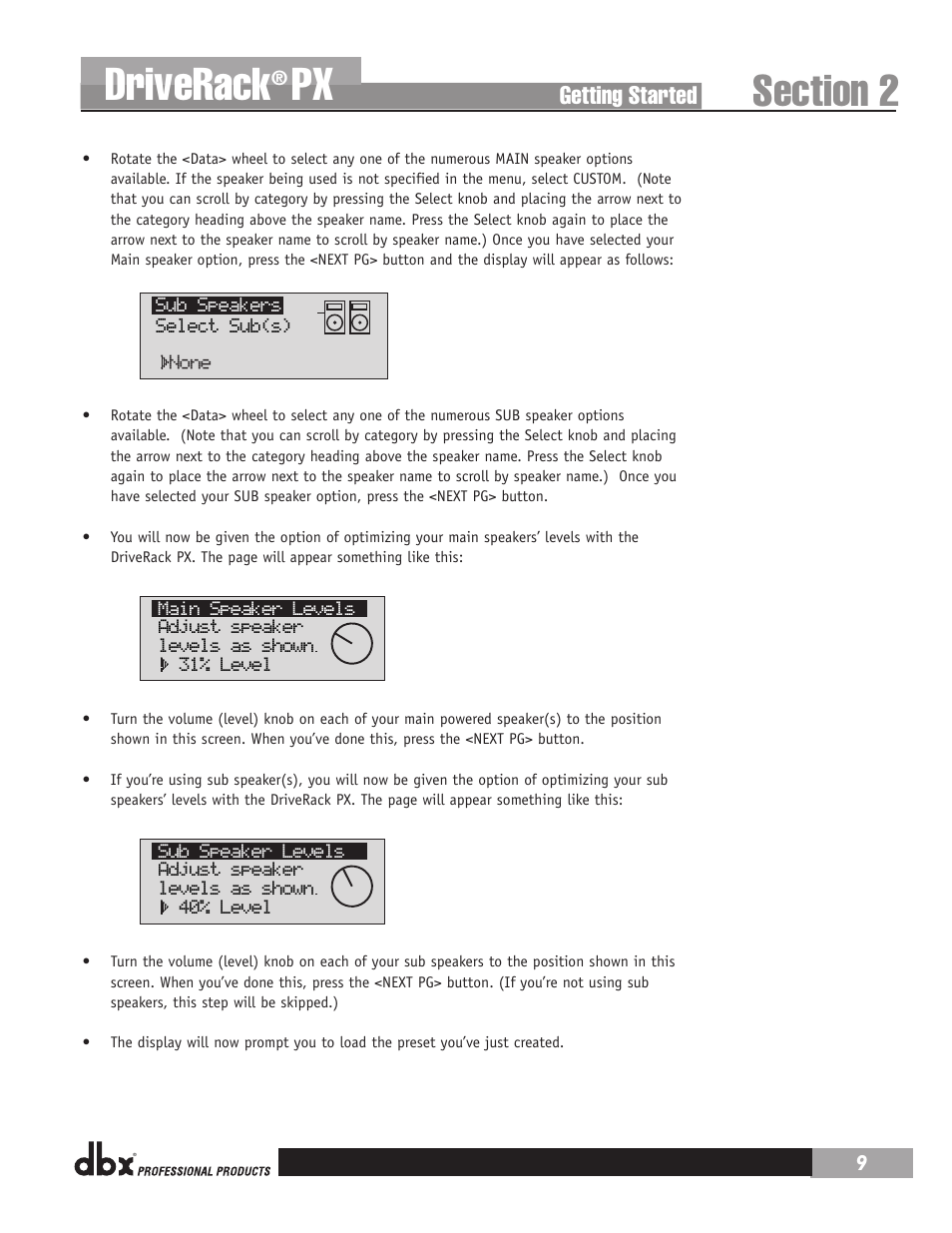 Driverack, Getting started | dbx DriveRack PX Manual User Manual | Page 13 / 48