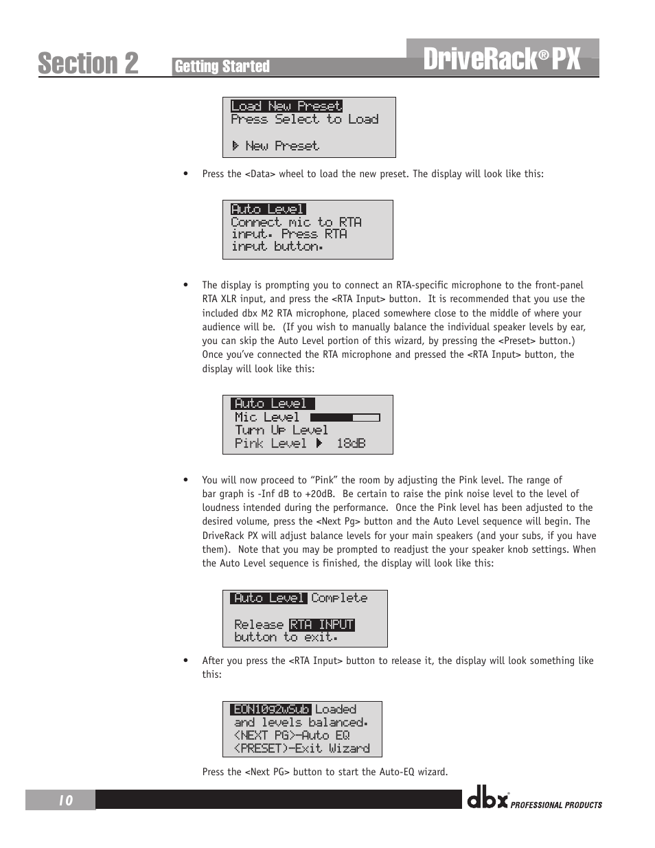 Driverack, Getting started | dbx DriveRack PX Manual User Manual | Page 14 / 48