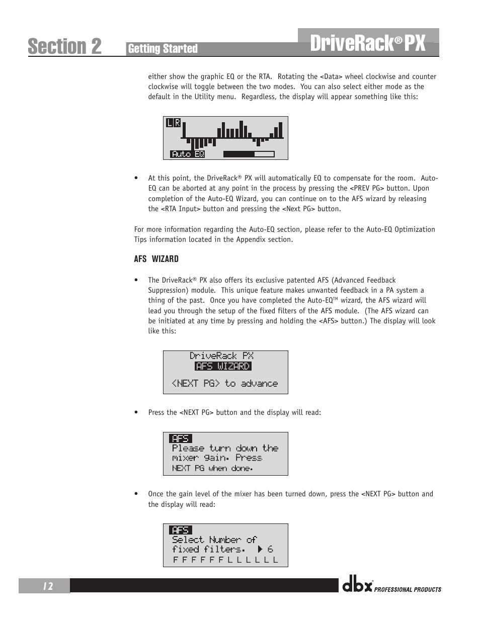 Driverack, Getting started | dbx DriveRack PX Manual User Manual | Page 16 / 48