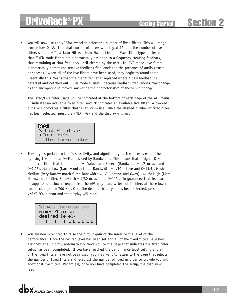 Driverack, Getting started | dbx DriveRack PX Manual User Manual | Page 17 / 48