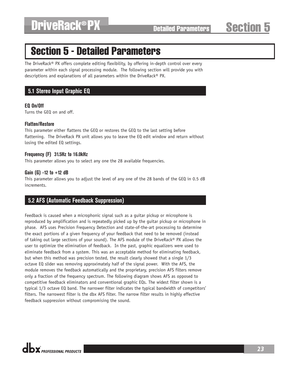Driverack | dbx DriveRack PX Manual User Manual | Page 27 / 48