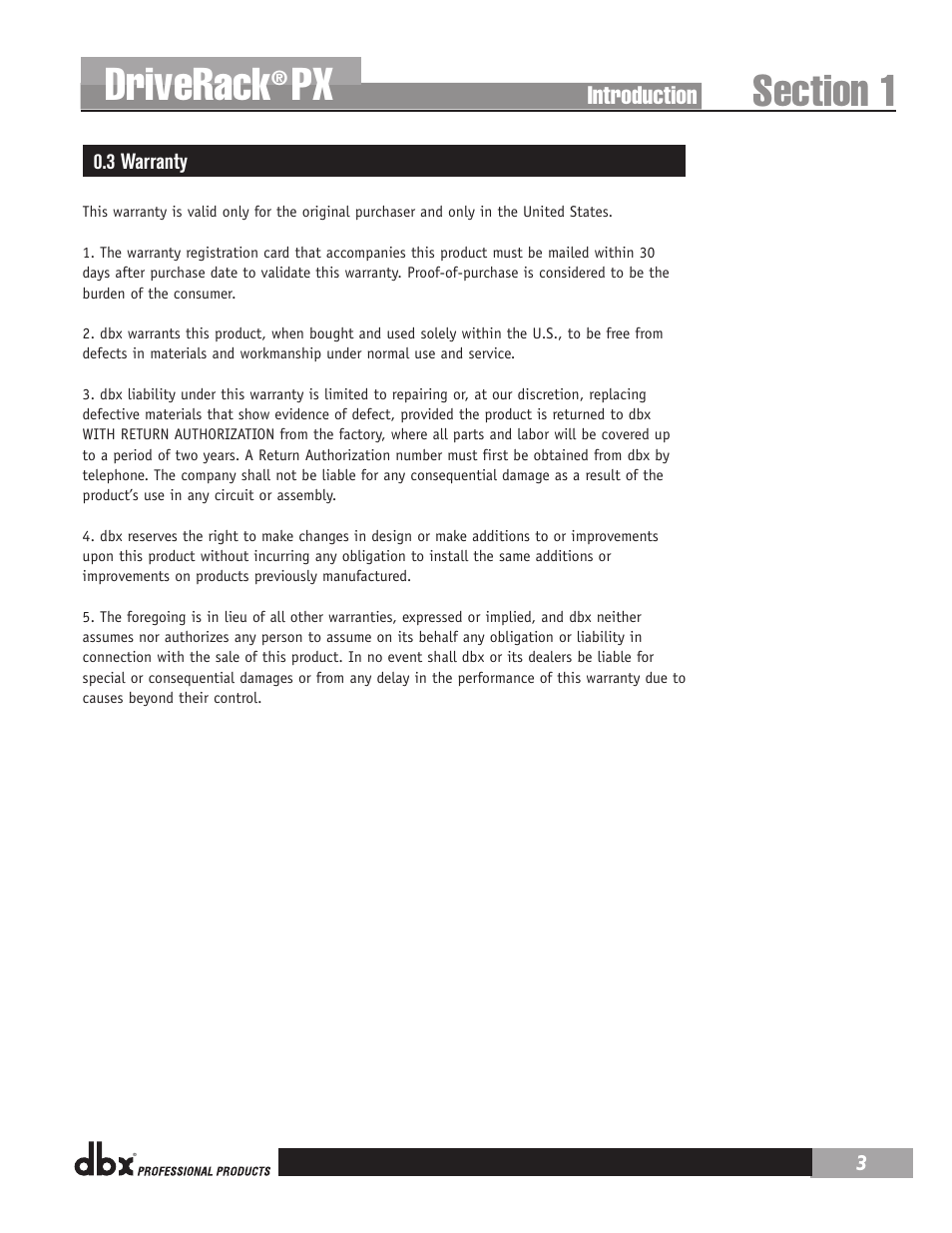 Driverack | dbx DriveRack PX Manual User Manual | Page 7 / 48