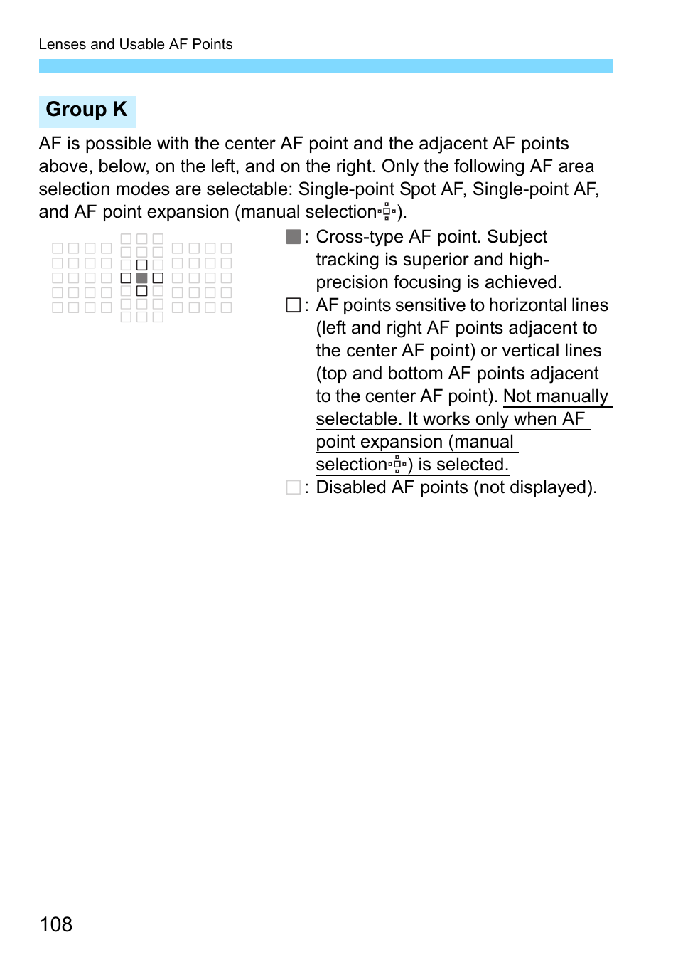 Group k | Canon EOS-1D X Mark II DSLR Camera (Body Only) User Manual | Page 108 / 564