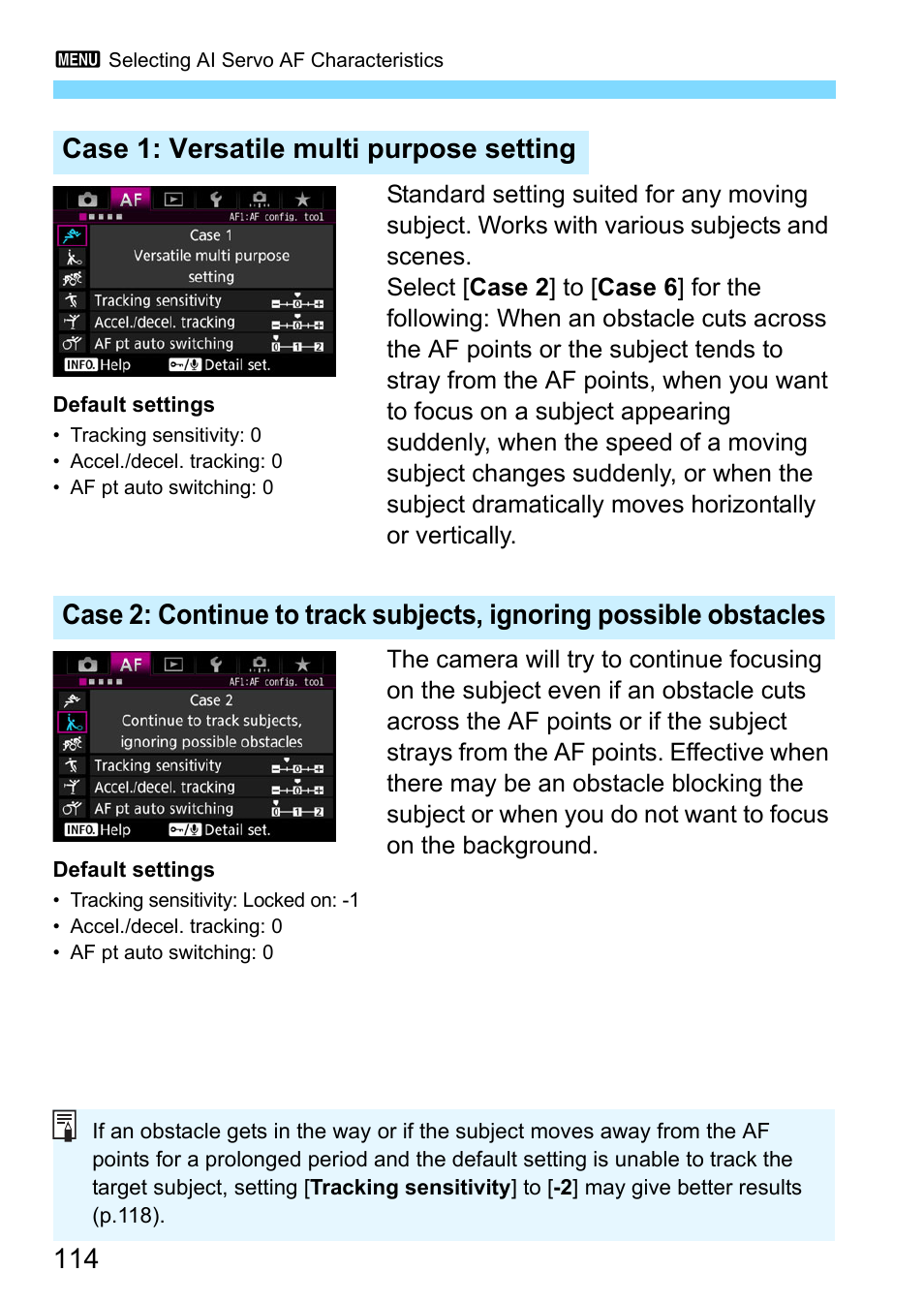 Case 1: versatile multi purpose setting | Canon EOS-1D X Mark II DSLR Camera (Body Only) User Manual | Page 114 / 564