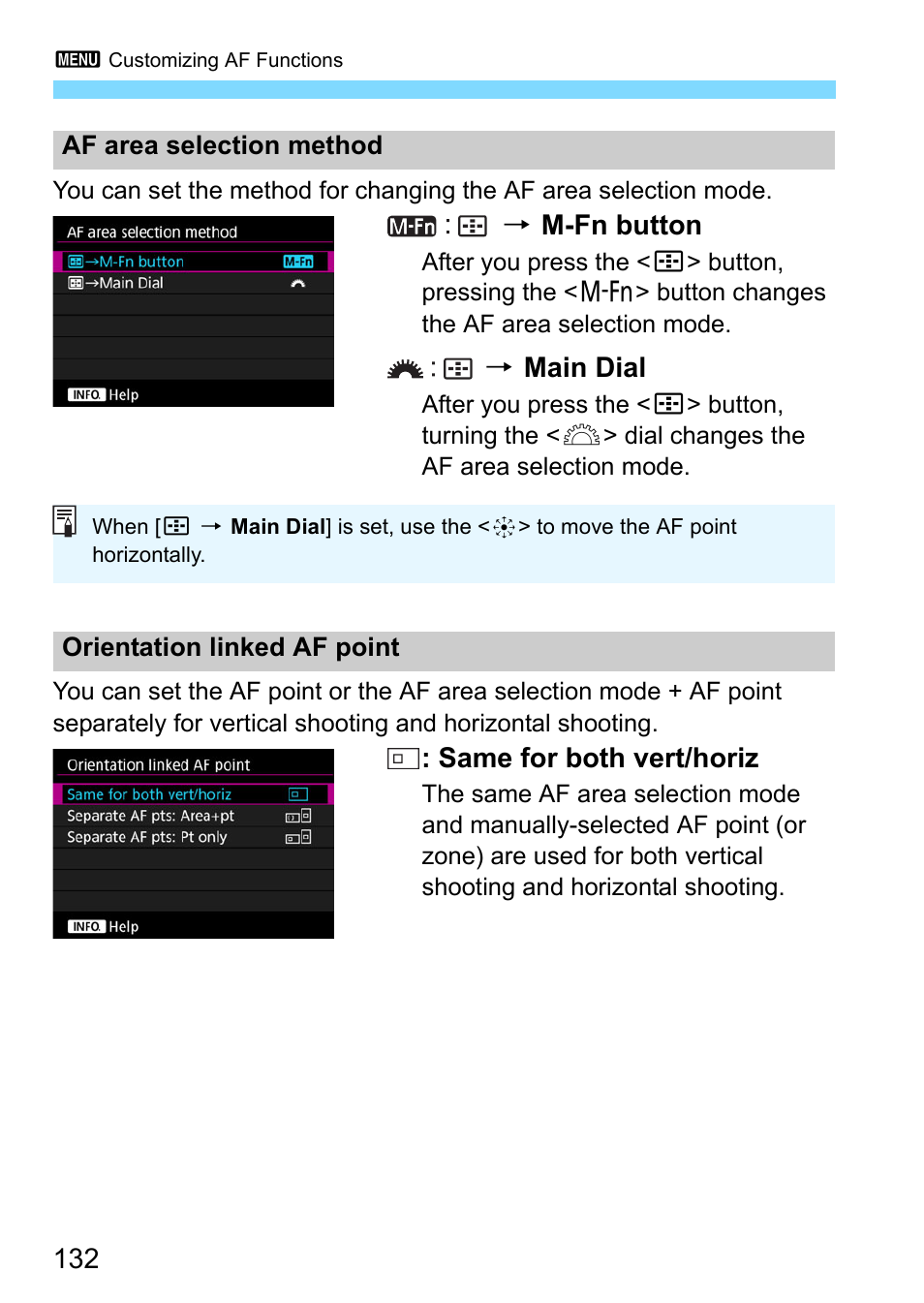 9 m-fn button, 9 main dial, Same for both vert/horiz | Canon EOS-1D X Mark II DSLR Camera (Body Only) User Manual | Page 132 / 564