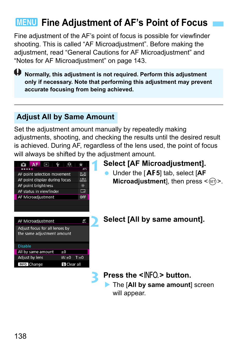 Fine adjustment of af’s point of focus, 3fine adjustment of af’s point of focus | Canon EOS-1D X Mark II DSLR Camera (Body Only) User Manual | Page 138 / 564