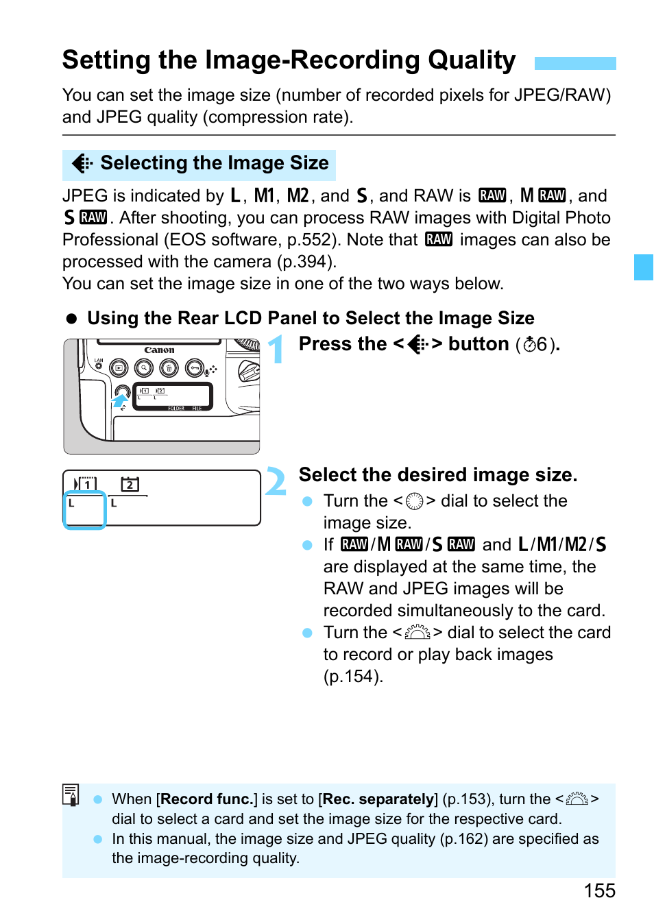 Setting the image-recording quality | Canon EOS-1D X Mark II DSLR Camera (Body Only) User Manual | Page 155 / 564