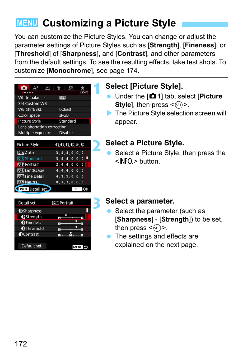 Customizing a picture style, 3customizing a picture style | Canon EOS-1D X Mark II DSLR Camera (Body Only) User Manual | Page 172 / 564