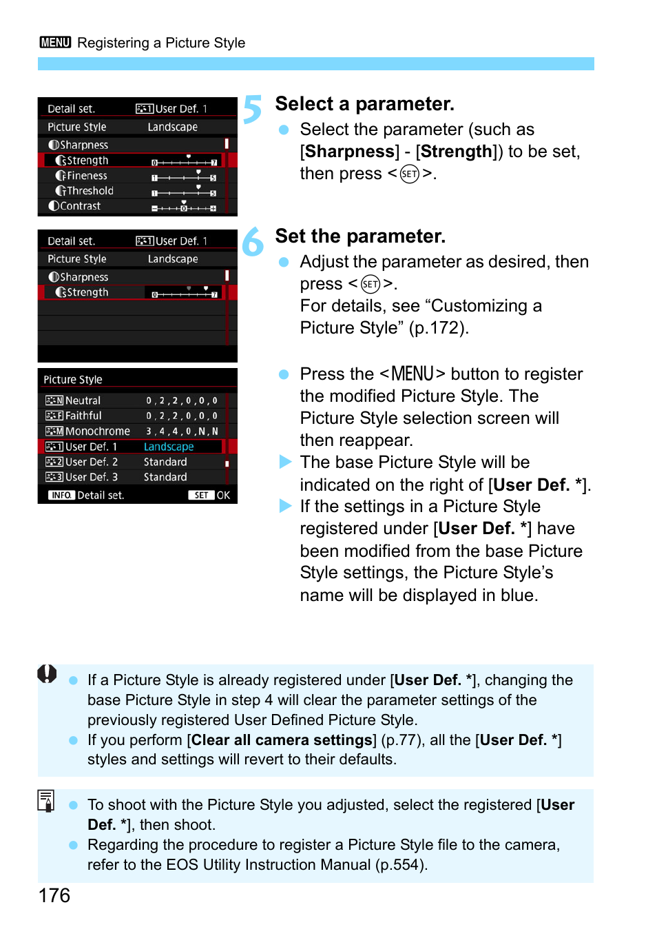 Select a parameter, Set the parameter | Canon EOS-1D X Mark II DSLR Camera (Body Only) User Manual | Page 176 / 564