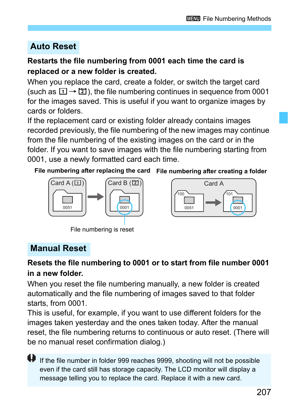 Auto reset manual reset | Canon EOS-1D X Mark II DSLR Camera (Body Only) User Manual | Page 207 / 564