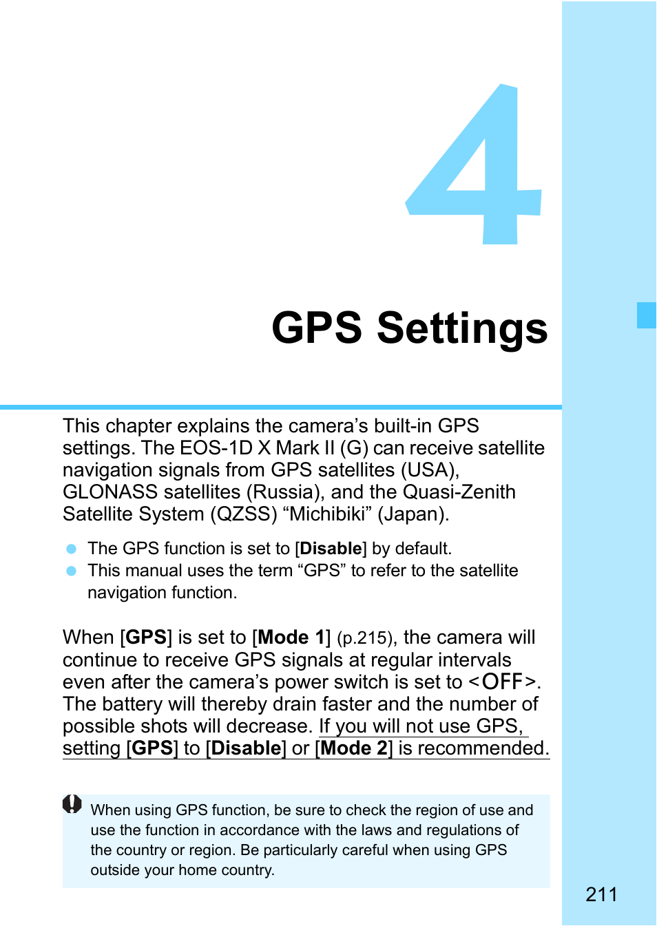 Gps settings, P.211 | Canon EOS-1D X Mark II DSLR Camera (Body Only) User Manual | Page 211 / 564