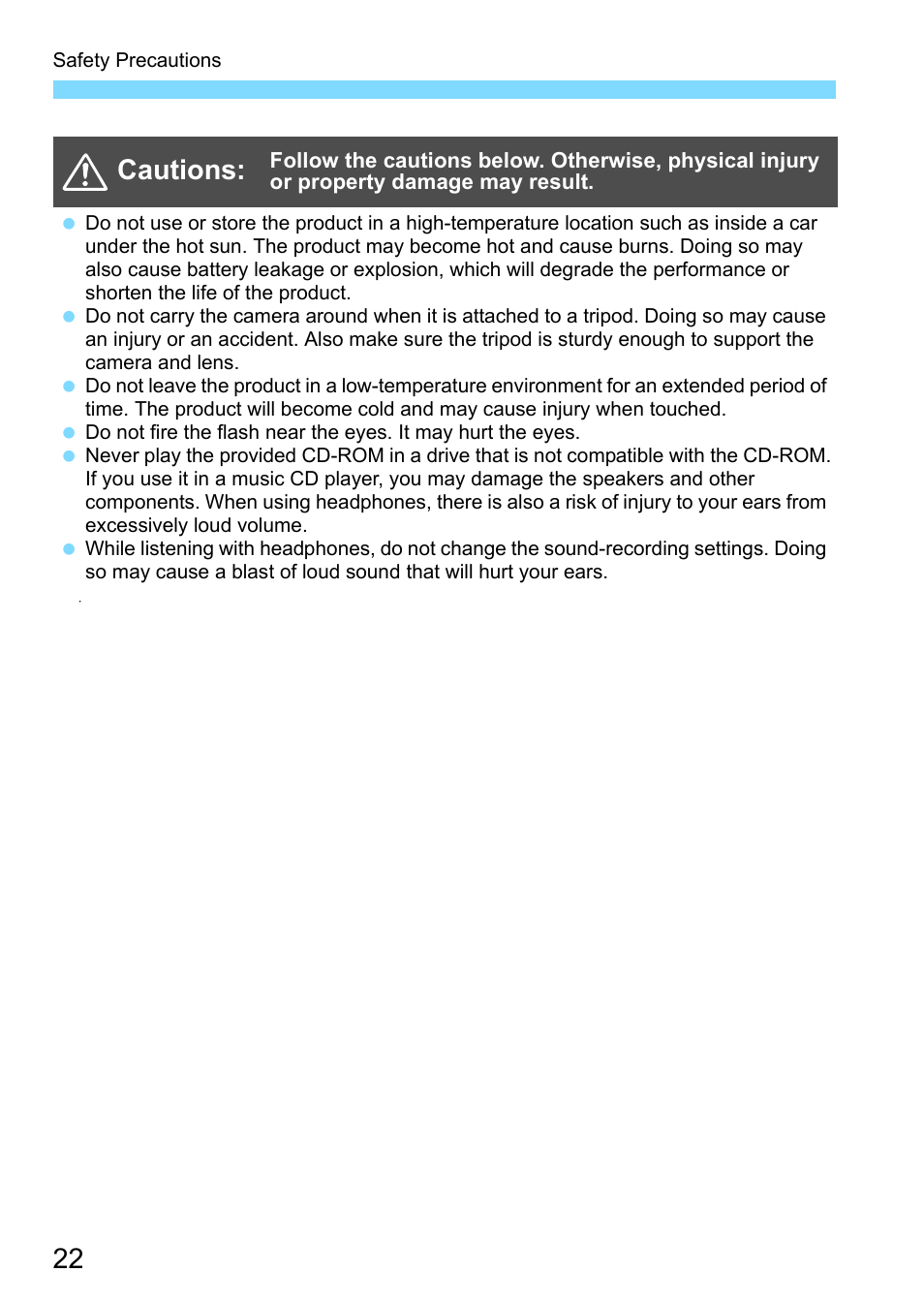 22) and, Cautions | Canon EOS-1D X Mark II DSLR Camera (Body Only) User Manual | Page 22 / 564