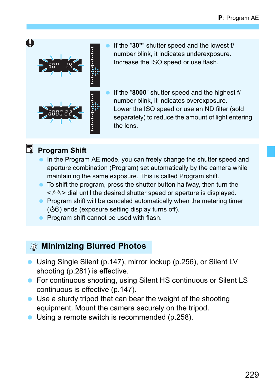 Minimizing blurred photos | Canon EOS-1D X Mark II DSLR Camera (Body Only) User Manual | Page 229 / 564