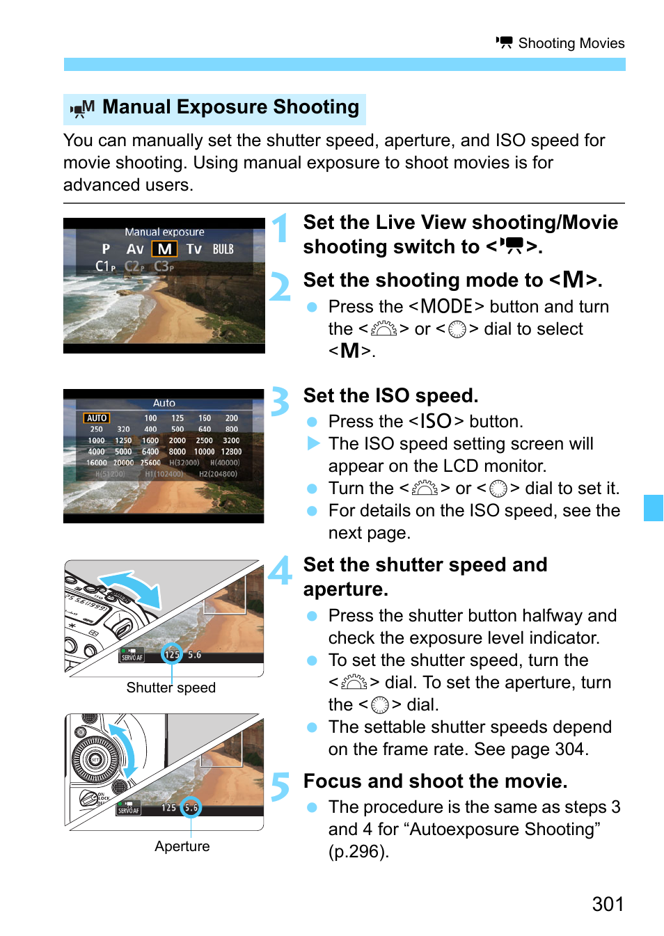 Manual exposure shooting | Canon EOS-1D X Mark II DSLR Camera (Body Only) User Manual | Page 301 / 564