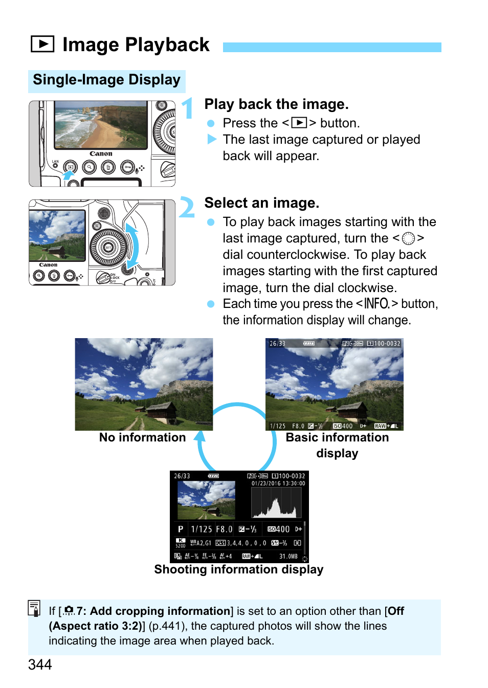 Image playback, Ximage playback | Canon EOS-1D X Mark II DSLR Camera (Body Only) User Manual | Page 344 / 564