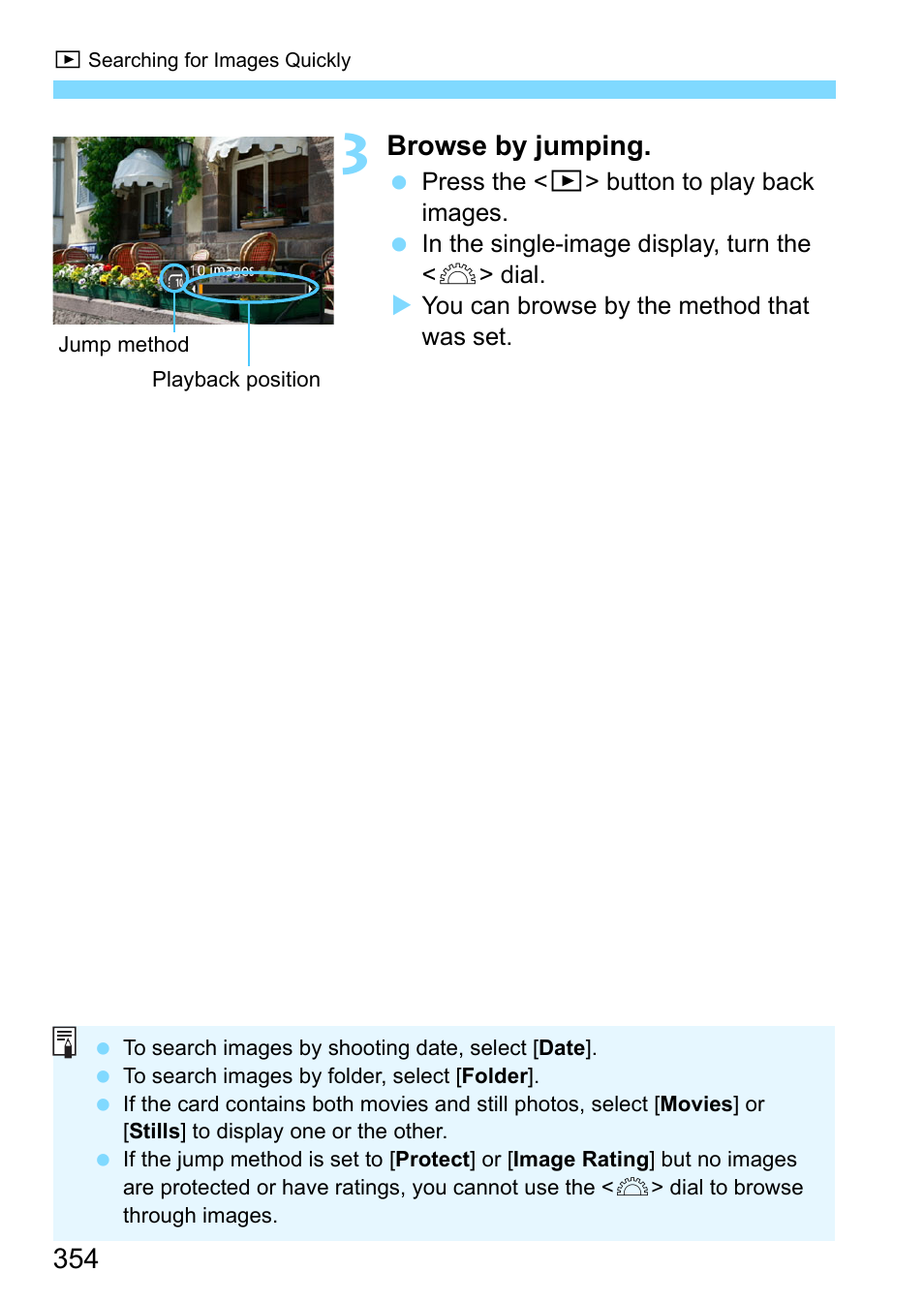 Browse by jumping | Canon EOS-1D X Mark II DSLR Camera (Body Only) User Manual | Page 354 / 564