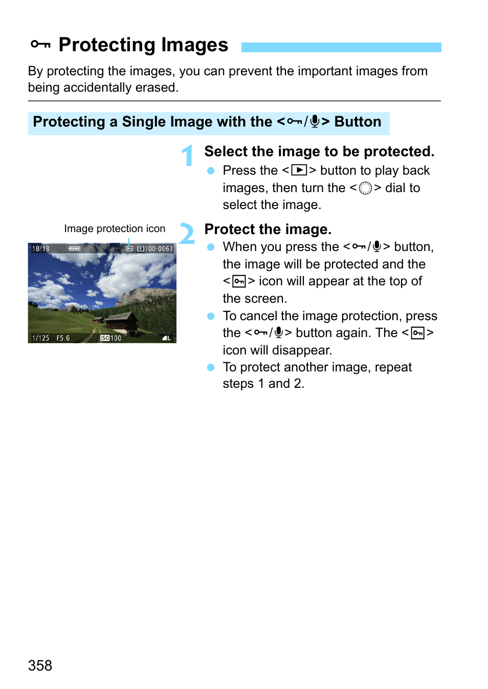 Protecting images, Jprotecting images | Canon EOS-1D X Mark II DSLR Camera (Body Only) User Manual | Page 358 / 564