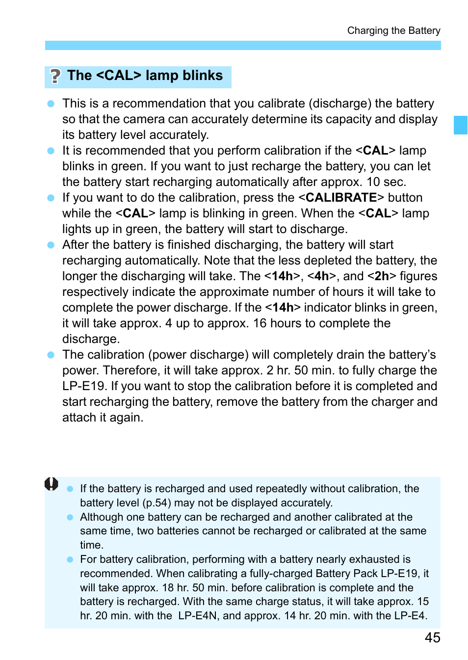 The <cal> lamp blinks | Canon EOS-1D X Mark II DSLR Camera (Body Only) User Manual | Page 45 / 564