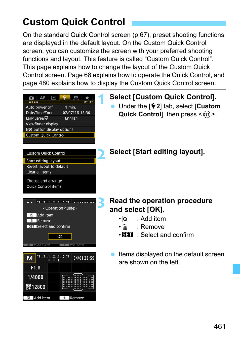 Custom quick control, Age 461 | Canon EOS-1D X Mark II DSLR Camera (Body Only) User Manual | Page 461 / 564