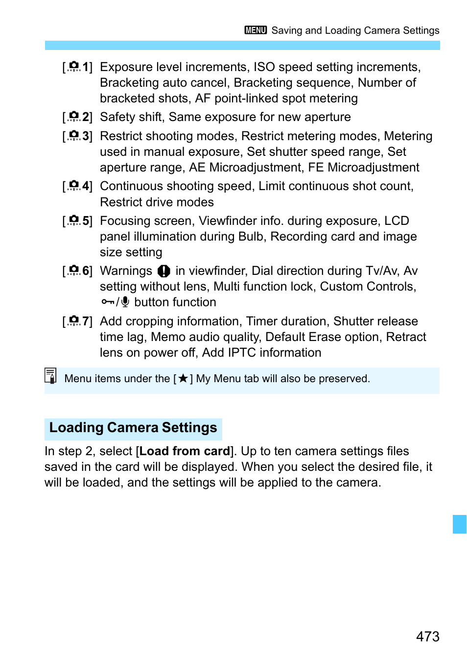 Loading camera settings | Canon EOS-1D X Mark II DSLR Camera (Body Only) User Manual | Page 473 / 564