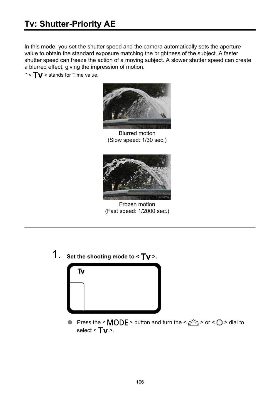Tv: shutter-priority ae | Canon EOS-1D X Mark III DSLR Camera (Body Only) User Manual | Page 106 / 966