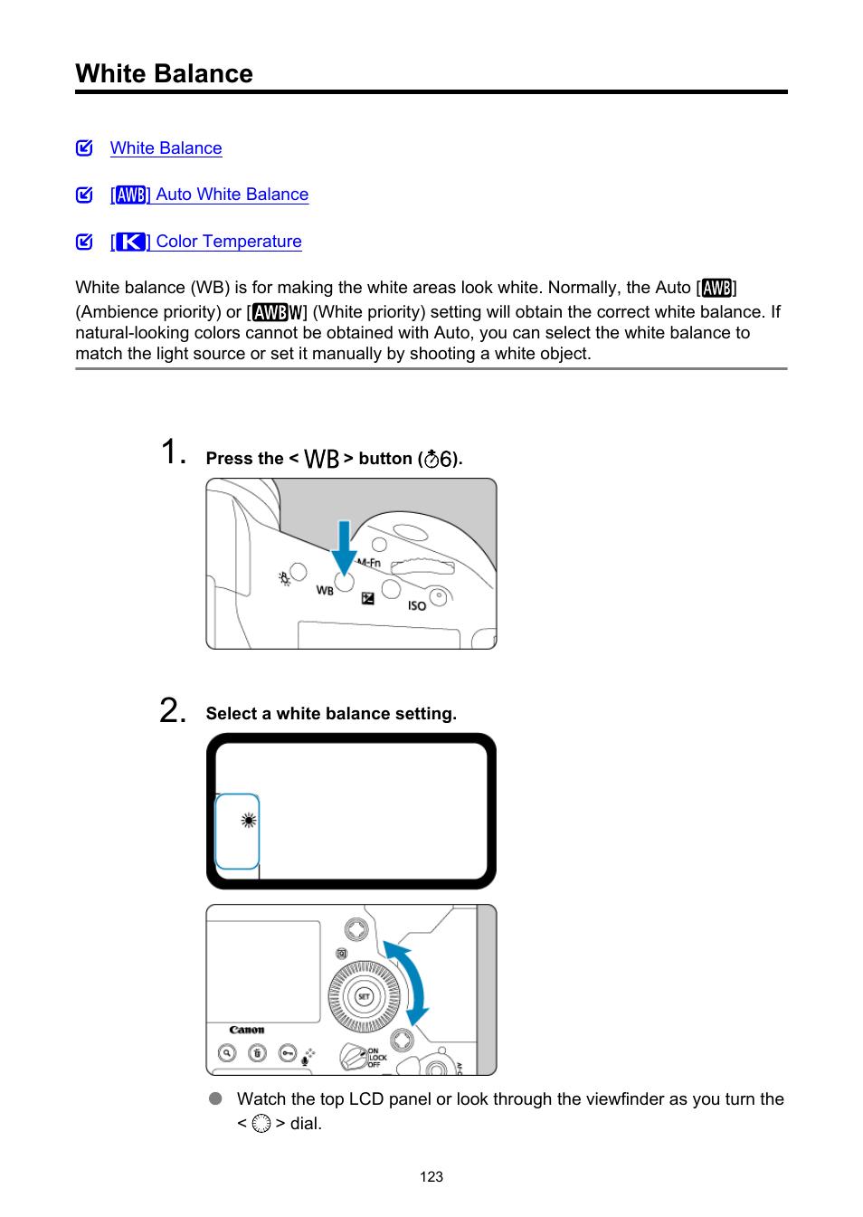 White balance | Canon EOS-1D X Mark III DSLR Camera (Body Only) User Manual | Page 123 / 966