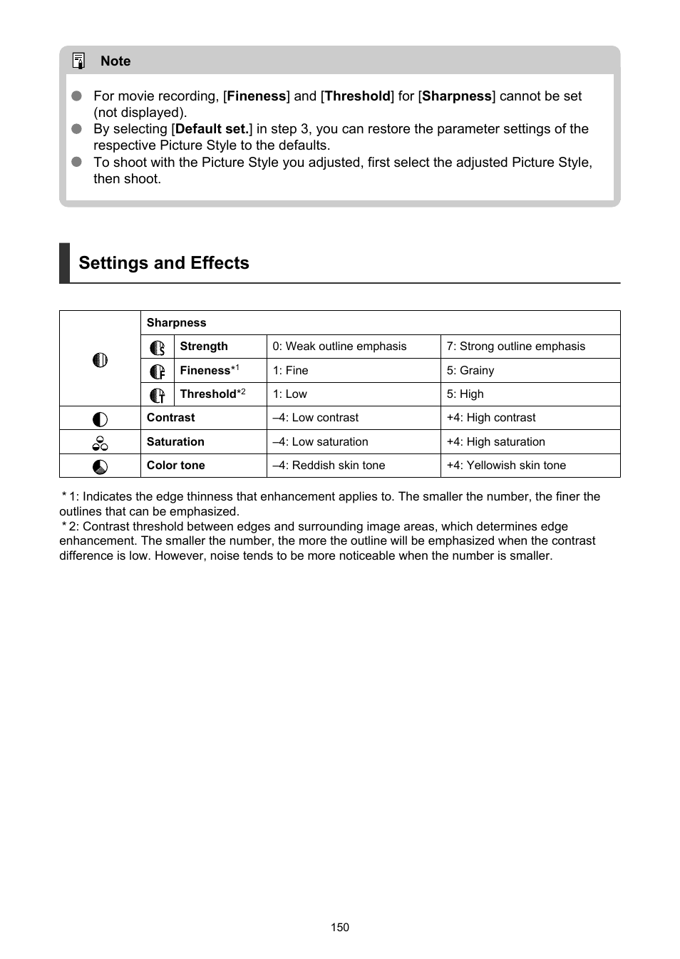 Settings and effects | Canon EOS-1D X Mark III DSLR Camera (Body Only) User Manual | Page 150 / 966