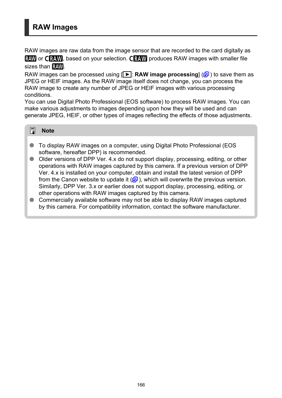 Raw images | Canon EOS-1D X Mark III DSLR Camera (Body Only) User Manual | Page 166 / 966