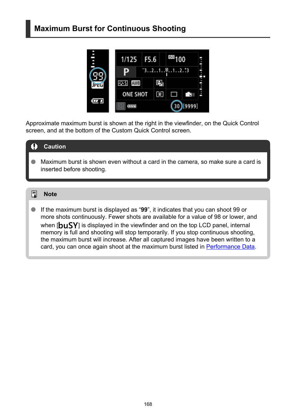 Maximum burst for continuous shooting | Canon EOS-1D X Mark III DSLR Camera (Body Only) User Manual | Page 168 / 966