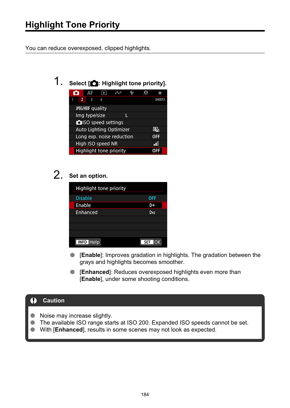 Highlight tone priority | Canon EOS-1D X Mark III DSLR Camera (Body Only) User Manual | Page 184 / 966