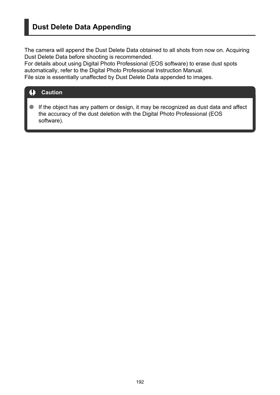Dust delete data appending | Canon EOS-1D X Mark III DSLR Camera (Body Only) User Manual | Page 192 / 966