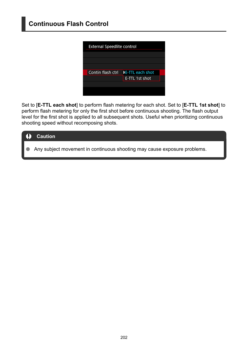 Continuous flash control | Canon EOS-1D X Mark III DSLR Camera (Body Only) User Manual | Page 202 / 966