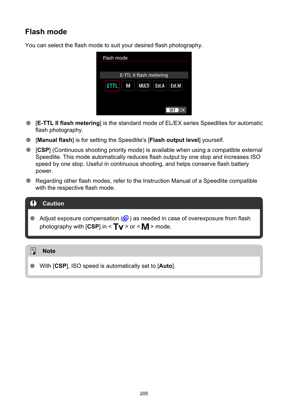 Flash mode | Canon EOS-1D X Mark III DSLR Camera (Body Only) User Manual | Page 205 / 966