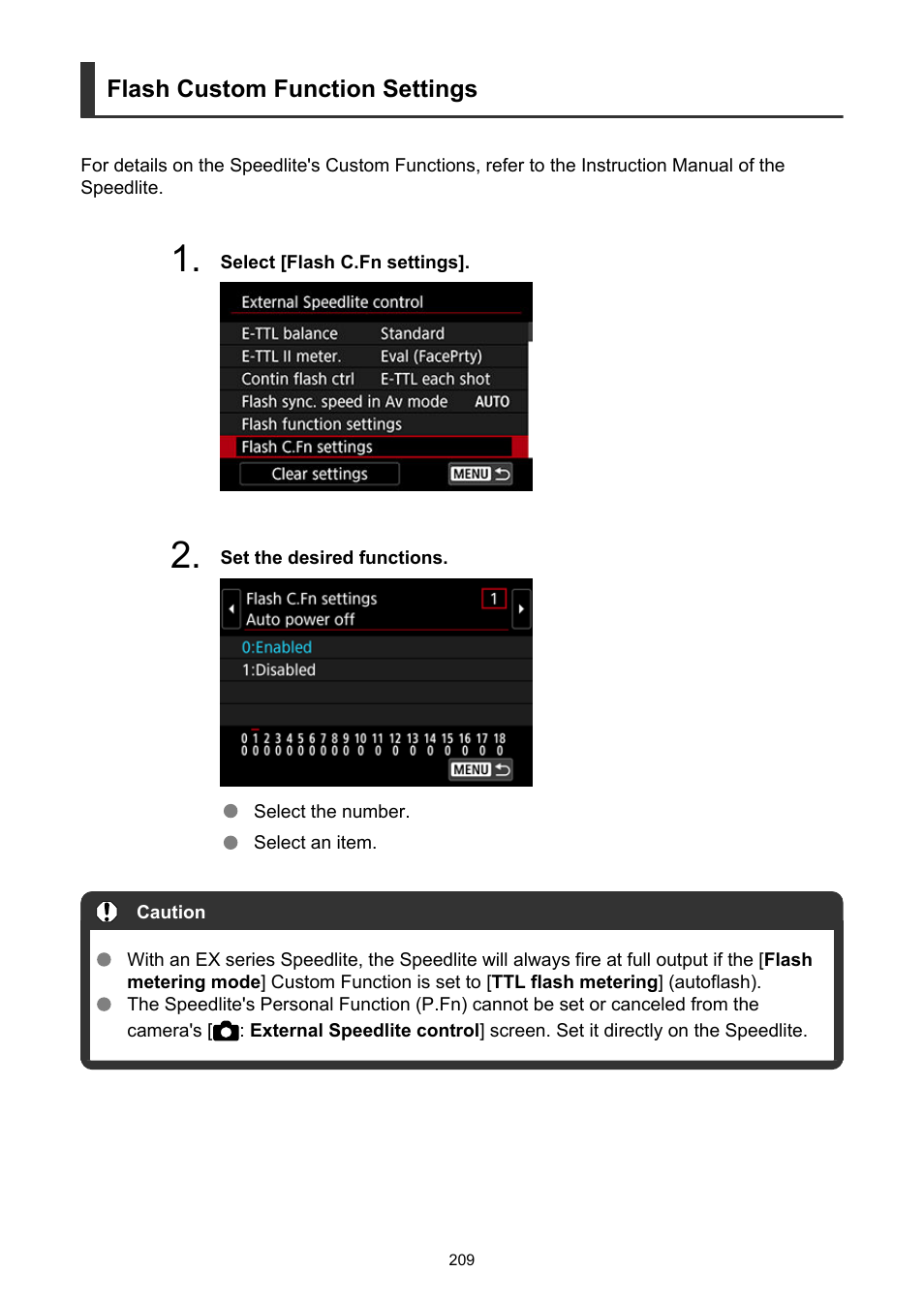 Flash custom function settings | Canon EOS-1D X Mark III DSLR Camera (Body Only) User Manual | Page 209 / 966