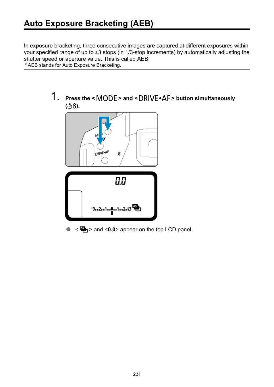 Auto exposure bracketing (aeb) | Canon EOS-1D X Mark III DSLR Camera (Body Only) User Manual | Page 231 / 966