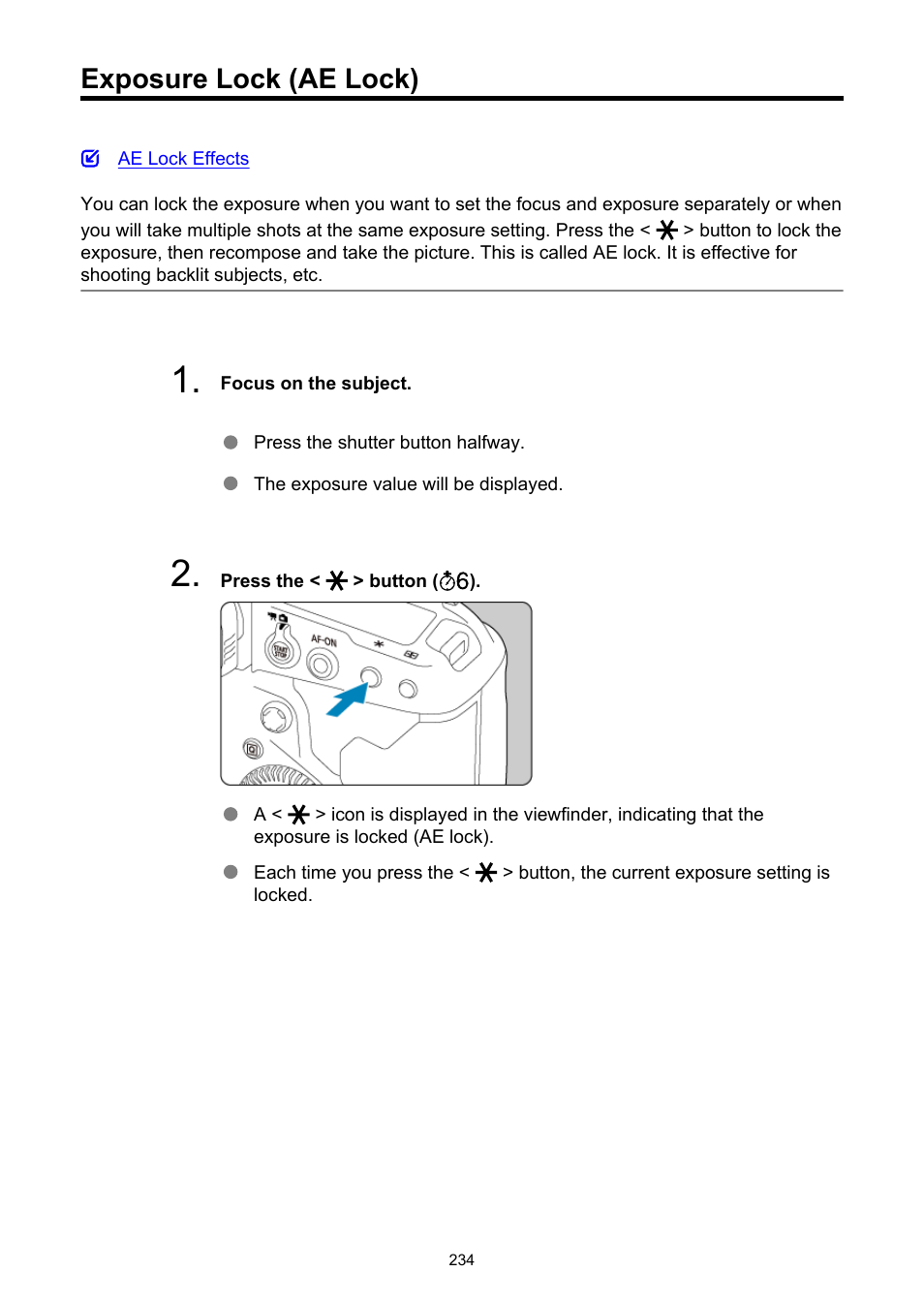Exposure lock (ae lock) | Canon EOS-1D X Mark III DSLR Camera (Body Only) User Manual | Page 234 / 966