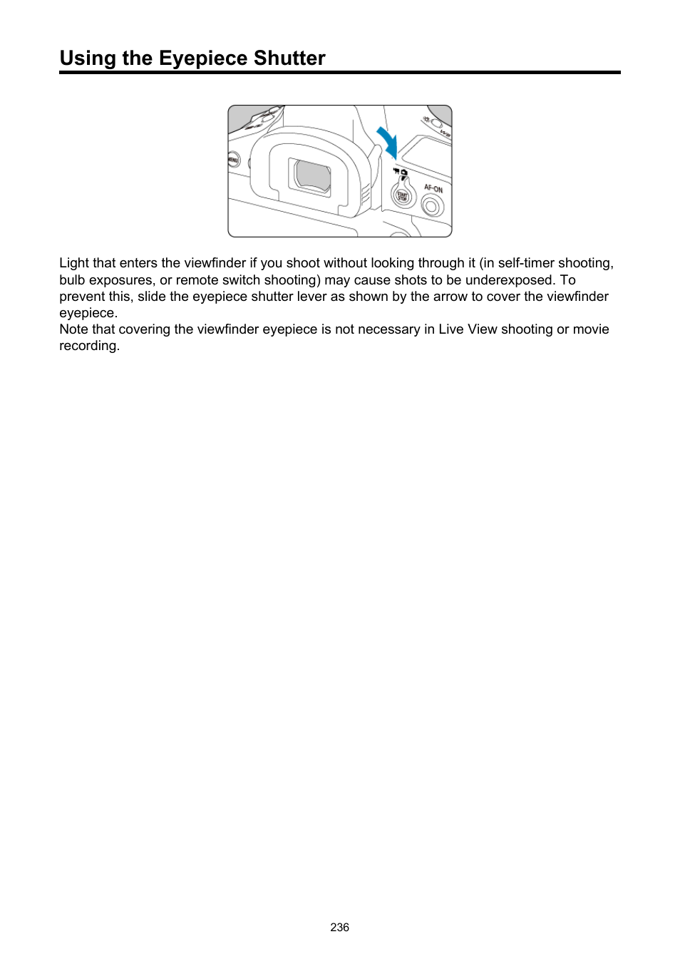 Using the eyepiece shutter | Canon EOS-1D X Mark III DSLR Camera (Body Only) User Manual | Page 236 / 966