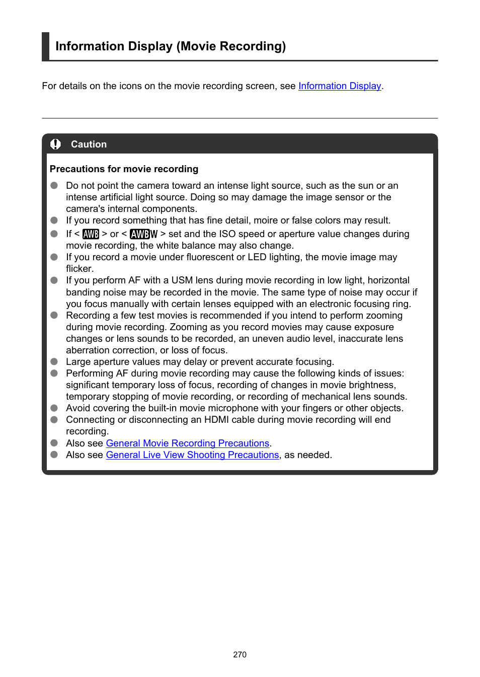 Information display (movie recording) | Canon EOS-1D X Mark III DSLR Camera (Body Only) User Manual | Page 270 / 966