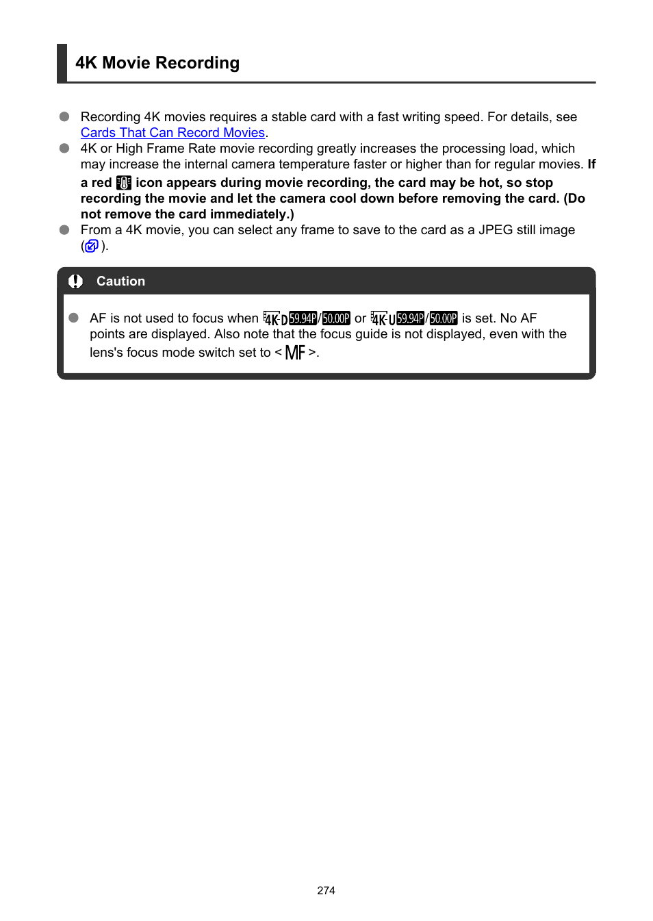 4k movie recording | Canon EOS-1D X Mark III DSLR Camera (Body Only) User Manual | Page 274 / 966