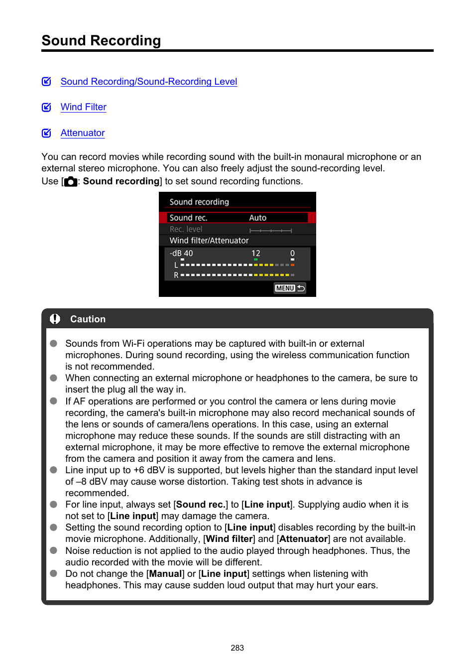 Sound recording | Canon EOS-1D X Mark III DSLR Camera (Body Only) User Manual | Page 283 / 966