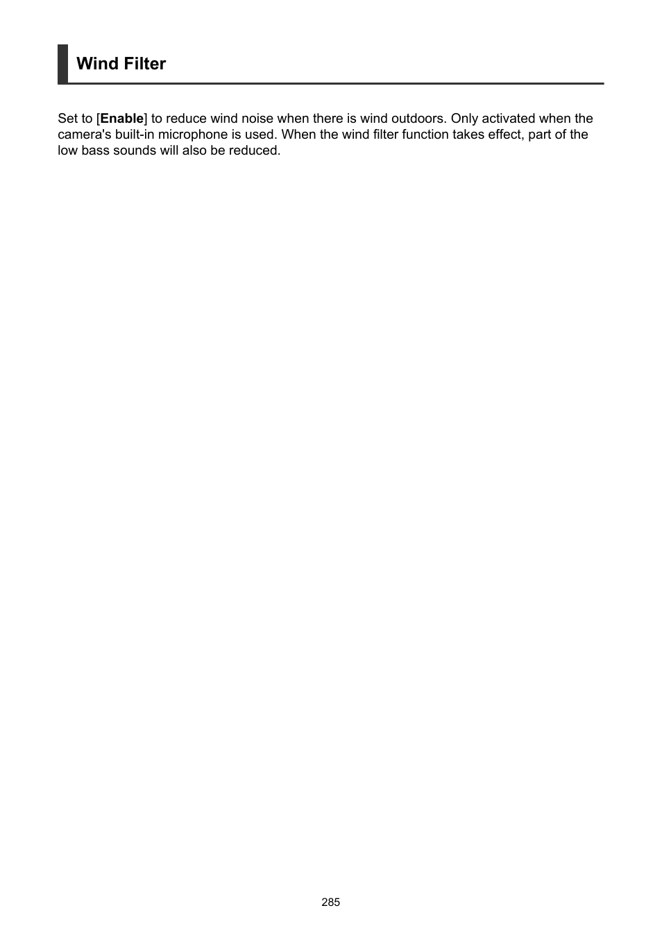 Wind filter | Canon EOS-1D X Mark III DSLR Camera (Body Only) User Manual | Page 285 / 966