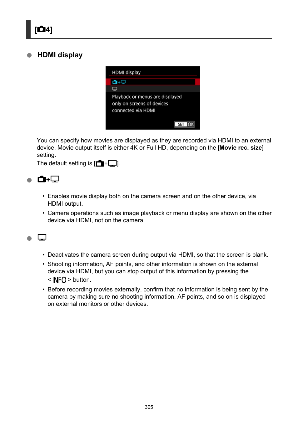 Hdmi display | Canon EOS-1D X Mark III DSLR Camera (Body Only) User Manual | Page 305 / 966